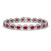 Image 1 : 15.2 CTW Ruby & Diamond Halo Bracelet 10K White Gold - REF-255H3A - 40454