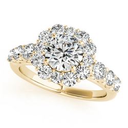 2.25 CTW Certified VS/SI Diamond Solitaire Halo Ring 18K Yellow Gold - REF-445A3X - 26268