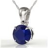 2 CTW Sapphire Designer Inspired Solitaire Necklace 18K White Gold - REF-24H9A - 22040