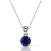 Image 2 : 2 CTW Sapphire Designer Inspired Solitaire Necklace 18K White Gold - REF-24H9A - 22040