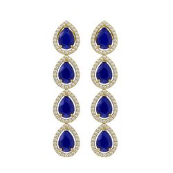 10.2 CTW Sapphire & Diamond Halo Earrings 10K Yellow Gold - REF-155Y5K - 41146