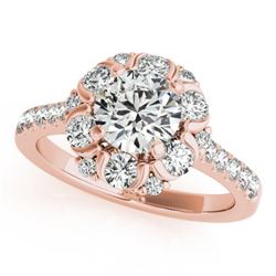 1.8 CTW Certified VS/SI Diamond Solitaire Halo Ring 18K Rose Gold - REF-249N5Y - 26671