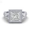 Image 2 : 2.5 CTW Princess VS/SI Diamond Micro Pave 3 Stone Ring 18K White Gold - REF-527M3H - 37196