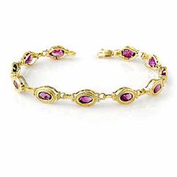 5.10 CTW Amethyst Bracelet 10K Yellow Gold - REF-36F2N - 13707