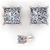 Image 2 : 1.0 CTW VS/SI Princess Diamond Stud Solitaire Earrings 18K Rose Gold - REF-178F2N - 35828