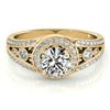 1.15 CTW Certified VS/SI Diamond Solitaire Halo Ring 18K Yellow Gold - REF-218A2X - 26744