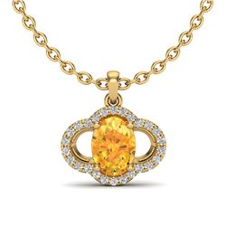 1.75 CTW Citrine & Micro Pave VS/SI Diamond Necklace 10K Yellow Gold - REF-29Y5K - 20629