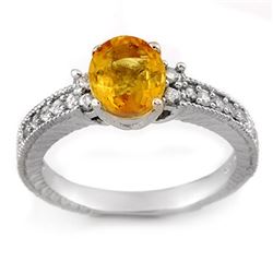 2.42 CTW Yellow Sapphire & Diamond Ring 14K White Gold - REF-52M9H - 11270