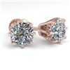 Image 1 : 1.0 CTW VS/SI Cushion Cut Diamond Stud Solitaire Earrings 18K Rose Gold - REF-178Y2K - 35675