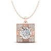 1.02 CTW VS/SI Diamond Solitaire Art Deco Necklace 18K Rose Gold - REF-200A2X - 37272