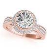 Image 2 : 1.4 CTW Certified VS/SI Diamond Solitaire Halo Ring 18K Rose Gold - REF-225N6Y - 27004