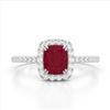 Image 1 : 1.25 CTW Ruby & Micro Pave VS/SI Diamond Halo Ring 10K White Gold - REF-34T2M - 22908
