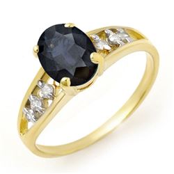 1.60 CTW Blue Sapphire & Diamond Ring 10K Yellow Gold - REF-16X9T - 13726