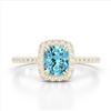 1.25 CTW Sky Blue Topaz & Micro Pave VS/SI Diamond Halo Ring 10K Yellow Gold - REF-34M5H - 22914