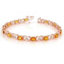 10.15 CTW Yellow Sapphire & Diamond Bracelet 18K Rose Gold - REF-163T6M - 10918