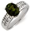 Image 1 : 3.0 CTW Green Tourmaline & Diamond Ring 14K White Gold - REF-79Y6K - 11559