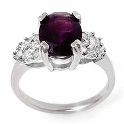 2.65 CTW Amethyst & Diamond Ring 10K White Gold - REF-30K2W - 13594