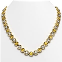 35.54 CTW Canary Yellow & White Diamond Designer Necklace 18K Yellow Gold - REF-5036H2A - 42688