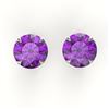 Image 1 : 4 CTW Amethyst Designer Inspired Solitaire Stud Earrings 18K White Gold - REF-29X3T - 21809