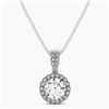 Image 2 : 1.5 CTW VS/SI Diamond Solitaire Halo Necklace 14K White Gold - REF-387W2F - 30140