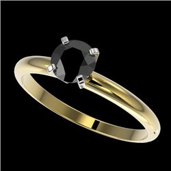 0.75 CTW Fancy Black VS Diamond Solitaire Engagement Ring 10K Yellow Gold - REF-28F5N - 32879