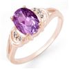 Image 1 : 1.05 CTW Amethyst & Diamond Ring 14K Rose Gold - REF-19A8X - 12301