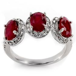 3.08 CTW Ruby & Diamond Ring 10K White Gold - REF-27K3W - 11350