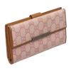 Image 2 : Gucci Pink Beige Canvas Leather Monogram Long Wallet