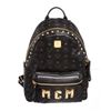 Image 1 : MCM Black Visetos Coated Canvas Studded Medium Backpack