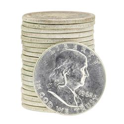 Tube of 20 1963 Franklin US Half Dollars