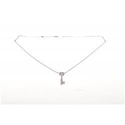 Designer 14 KT White Gold 0.35 CT Diamond Key Pendant Necklace