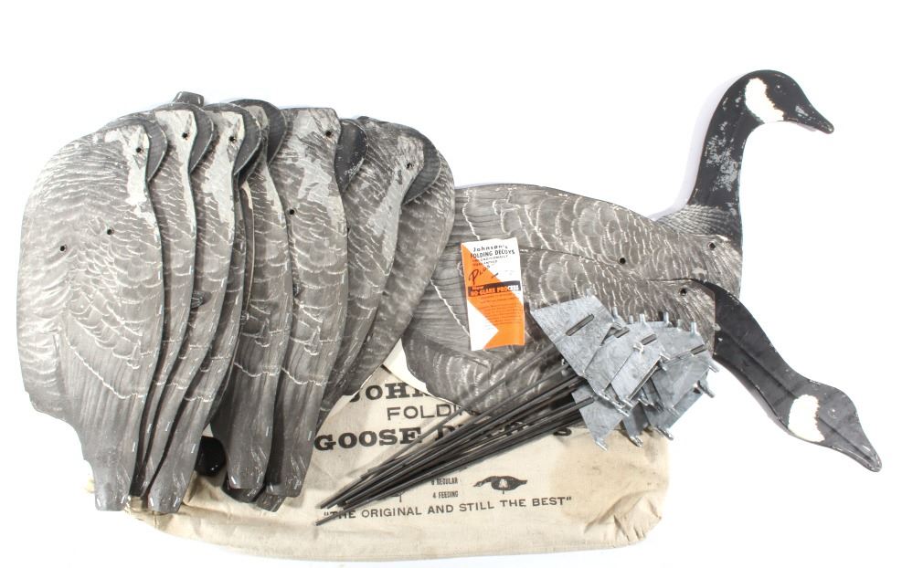 One Dozen Complete Johnson's Folding Goose Decoys
