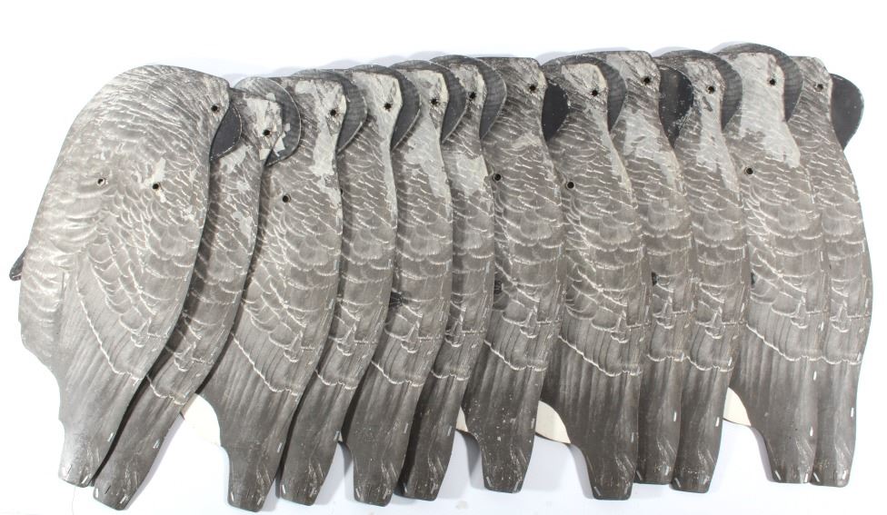 One Dozen Complete Johnson's Folding Goose Decoys