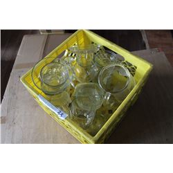 YELLOW CRATE OF CLEAR PYREX