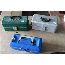 THREE TACKLE BOXES WITH CONTENTS