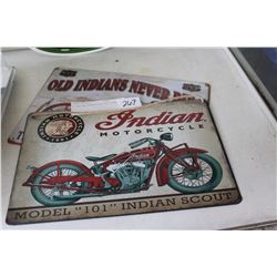 2 INDIAN MOTORCYCLE TIN SIGNS