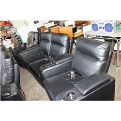 NEW 4 SEAT ELECTRIC RECLINING BLACK LEATHER THEATRE SOFA