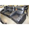 Image 2 : NEW 4 SEAT ELECTRIC RECLINING BLACK LEATHER THEATRE SOFA