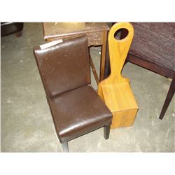 KIDS LEATHER CHAIR AND WOOD CHAIR