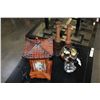 Image 1 : PAGODA STYLE LAMP AND DECORATIVE METAL GLOBE AND CANDLESTICKS