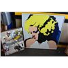 Image 1 : ACRYLIC ON CANVAS MARILYN PAINTING AND OIL ON CANVAS SPORTS PAINTING