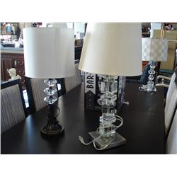 TWO CLEAR BASE TABLE LAMPS