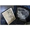 Image 2 : CHARCOAL JFK DRAWING AND LEP ENGRAVING AND ENGRAVING AND METAL PORTRAIT