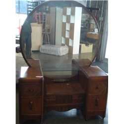 Vintage Waterfall Vanity Dresser With Mirror And Nightstand