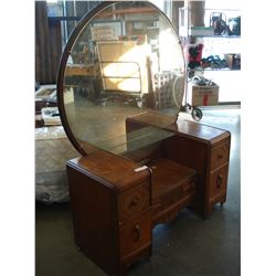 Vintage Waterfall Vanity Dresser With Mirror And Nightstand