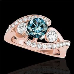 2.26 CTW Si Certified Fancy Blue Diamond Bypass Solitaire Ring 10K Rose Gold - REF-309M3H - 35060