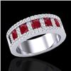 Image 2 : 2.34 CTW Ruby & Micro Pave VS/SI Diamond Designer Inspired Ring 10K White Gold - REF-67F3N - 20826