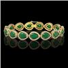 Image 1 : 30.06 CTW Emerald & Diamond Halo Bracelet 10K Yellow Gold - REF-393W3F - 41236