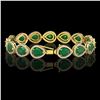 Image 2 : 30.06 CTW Emerald & Diamond Halo Bracelet 10K Yellow Gold - REF-393W3F - 41236