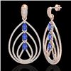 Image 2 : 4 CTW Tanzanite & Micro Pave VS/SI Diamond Designer Earrings 14K Rose Gold - REF-307X3T - 22462